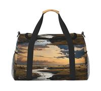 WZYCWB Round Abstract Petals Handheld travel bag weekend bag fitness yoga bag suitable for fitness and other scenarios, Rivers and Plains, One Size