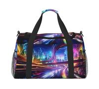 WZYCWB Round Abstract Petals Handheld travel bag weekend bag fitness yoga bag suitable for fitness and other scenarios, Roads Of The Future, One Size