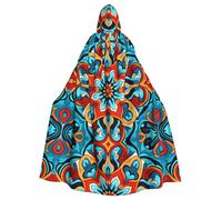 WZYCWB Round Colorful Petals Patterned hooded cape Halloween cape rave party and family gathering