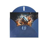 WZYCWB Rugby on Fire Patterned Blue Holiday Card (6x4) with Envelope. Suitable for birthdays, weddings, and condolences.