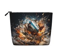 WZYCWB Rugby on Fire Patterned cosmetic bag, travel cosmetic bag, multifunctional storage bag, storage for daily necessities