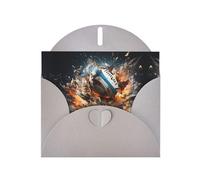 WZYCWB Rugby on Fire Patterned Gray Holiday Card (6x4) with Envelope. Suitable for birthdays, weddings, and condolences.