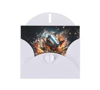 WZYCWB Rugby on Fire Patterned White Holiday Card (6x4) with Envelope. Suitable for birthdays, weddings, and condolences.