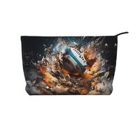 WZYCWB Rugby on Fire Printed Cosmetic Storage Bag, Perfect for Business Trips and Travel.