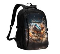 WZYCWB Rugby on Fire Printed laptop backpack, business men's commuter backpack, computer bag with USB port charging
