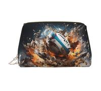 WZYCWB Rugby on Fire Printed Leather Cosmetic Bag for Women - Stylish and Soft, Durable