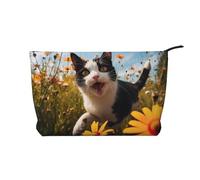 WZYCWB Running Cat Patterned Toiletry Storage Bag, Essential for organizing Cosmetics and Skincare Products.