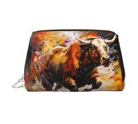 WZYCWB Running Cow Printed Leather Cosmetic Bag for Women - Stylish and Soft, Durable