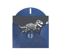 WZYCWB Running dinosaur skeleton Printed Blue Pearlescent Paper Holiday Cards 6x4 Inches - With Envelopes for Birthdays, Weddings, and Condolences