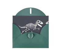 WZYCWB Running dinosaur skeleton Printed Dark Green Pearlescent Paper Holiday Cards 6x4 Inches - With Envelopes for Birthdays, Weddings, and Condolences