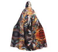 WZYCWB Running elephant Patterned hooded cape Halloween cape rave party and family gathering