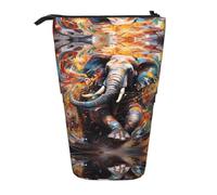 WZYCWB Running Elephant Retractable Storage Container for Pen Holders, Makeup Brush Holders, or Coin Drawstring Bags.