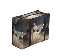 WZYCWB Running Horse Print Tote Bag for Adults, 53x40x23cm, Polyester with Vinyl Lining, Zippered Large Capacity Foldable Storage Bag