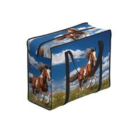 WZYCWB Running Horses Large Capacity Storage Tote Bag, Adult, One Size, Polyester, Zippered, 53 x 40 x 23 cm, Foldable with Reinforced Handles