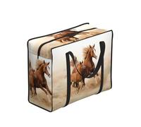 WZYCWB Running Horses Print Storage Tote Bag for Adults, One Size, Polyester, Zippered, 53 x 40 x 23 cm, Foldable with Reinforced Handles