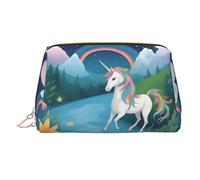 WZYCWB Running Unicorns Printed Leather Cosmetic Bag - Stylish and Portable Cosmetic Storage Bag