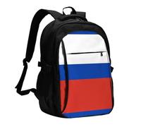 WZYCWB Russian Flag Printed laptop backpack, business men's commuter backpack, computer bag with USB port charging