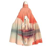 WZYCWB Sad Polar Bear Patterned hooded cape Halloween cape rave party and family gathering