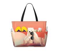 WZYCWB Sad Polar Bear Printed beach travel bag for swimming and fitness/supermarket shopping/seaside vacation