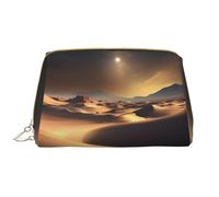 WZYCWB Sahara Desert Leather cosmetic bag with pockets, portable travel cosmetic bag, large capacity cosmetic storage bag,