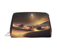 WZYCWB Sahara Desert Printed Leather Cosmetic Bag - Stylish and Portable Cosmetic Storage Bag