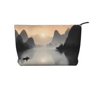 WZYCWB Sansui, Japanese company Corduroy cosmetic bag, women's portable zipper handbag purse, suitable for travel and daily storage, cosmetics