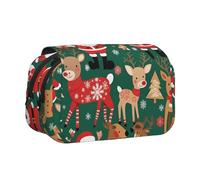 WZYCWB Santa Claus and Christmas deer Patterned Portable Pencil Case ideal for organizing pens in the office or storing makeup brushes