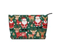 WZYCWB Santa Claus and Christmas Deer Patterned Toiletry Storage Bag, Essential for organizing Cosmetics and Skincare Products.