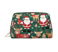 WZYCWB Santa Claus and Christmas Deer Printed Leather Cosmetic Bag for Women - Stylish and Soft, Durable