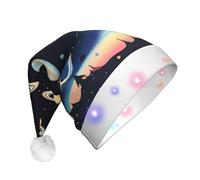 WZYCWB Saturn Jupiter Earth Adult New Year Christmas hat, with LED lights, unisex plush Christmas hat, New Year Christmas party gift