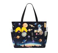 WZYCWB Saturn Jupiter Earth Beach bag large travel bag gym swimming pool zipper storage bag
