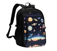 WZYCWB Saturn Jupiter Earth Printed laptop backpack, business men's commuter backpack, computer bag with USB port charging