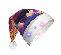 WZYCWB Savannah Lion Printed Santa hat with LED lights, perfect for Christmas parties, stage performances, and holiday parties.