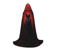 WZYCWB Scary Cat Printed Hooded Cape | Cosplay Costume, Halloween Anime Party Prop - Small