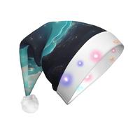 WZYCWB Science Fiction Stars Patterned Santa Hat | Plush Glowing Holiday Hat for Christmas, New Year's, and Party Events