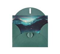 WZYCWB Science Fiction Stars Printed Dark Green Pearlescent Paper Holiday Cards 6x4 Inches - With Envelopes for Birthdays, Weddings, and Condolences