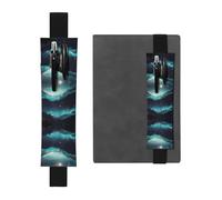 WZYCWB Science Fiction Stars Printed Large-Capacity PVC Pen Holder + Creative Diary Pen Bag Set with Elastic Band Anti-Slip Design