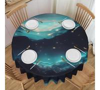 WZYCWB Science Fiction Stars Printed Round Tablecloth, Party Table Protector, 60-inch Diameter, Suitable for Indoor and Outdoor Dining or Decoration.