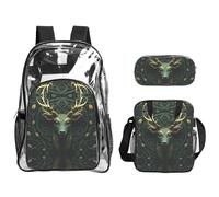 WZYCWB Sculpture deer head Printed backpack set | Lunch bag and pencil case | Perfect for work, business trips, and vacations.