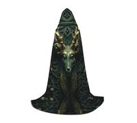WZYCWB Sculpture deer head Printed Hooded Cape | Cosplay Costume, Halloween Anime Party Prop - Small