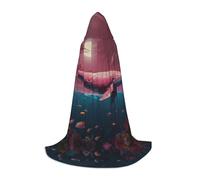 WZYCWB sea dream nuclear whale Printed Hooded Cape | Cosplay Costume, Halloween Anime Party Prop - Medium