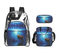 WZYCWB Sea in Starlight Printed backpack set | Lunch bag and pencil case | Perfect for work, business trips, and vacations.