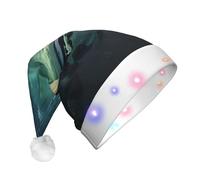 WZYCWB Sea under the Aurora Borealis Adult New Year Christmas hat, with LED lights, unisex plush Christmas hat, New Year Christmas party gift