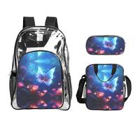 WZYCWB seabed butterfly Printed backpack set | Lunch bag and pencil case | Perfect for work, business trips, and vacations.
