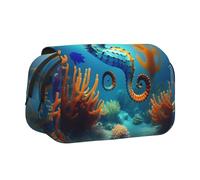 WZYCWB Seabed coral seahorse Patterned Portable Pencil Case ideal for organizing pens in the office or storing makeup brushes