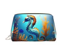 WZYCWB Seabed Coral Seahorse Printed Leather Cosmetic Bag for Women - Stylish and Soft, Durable
