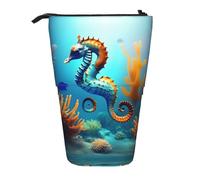 WZYCWB Seabed Coral Seahorse Printed Retractable Pen Holder Suitable for use as a Simple Cosmetic Bag, Wallet, etc.