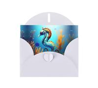 WZYCWB Seabed coral seahorse Printed White Pearlescent Paper Holiday Cards 6x4 Inches - With Envelopes for Birthdays, Weddings, and Condolences
