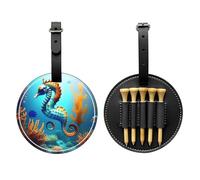 WZYCWB Seabed Coral Seahorse Special Printed Golf tee Storage Bag - Portable Hanging Buckle Design