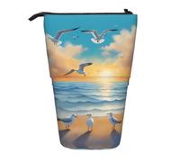 WZYCWB Seagulls by The sea Printed Retractable Pen Holder Suitable for use as a Simple Cosmetic Bag, Wallet, etc.